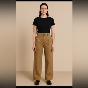 Luna Allegra Cargo Pant Woman Medium Tan Pleated High Rise Streetwear Preppy NEW